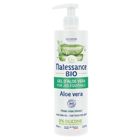 Natessance Gel d’Aloe Vera Bio Hydratant et Apaisant Visage Corps Cheveux
