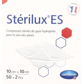 Hartmann Stérilux® ES Compresse de gaze hydrophile à bords rentrés 10 cm x 10 cm