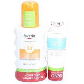 Eucerin® SUN SENSITIVE PROTECT Spray SPF 50+ et SENSITIVE RELIEF Gel-cream