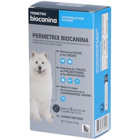BIOCANINA APE PERMETRIX CHIENS MOYENS - Spot on, solution cutanée antiparasitaire externe
