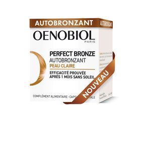 OENOBIOL PERFECT BRONZE Autobronzant Peau Claire - Efficace Dès Le 1Er Mois Sans Soleil - Concentration De 5 Pigments 100% D'Origine Végétale - Complément Alimentaire 30 Capsules - Programme 1 Mois