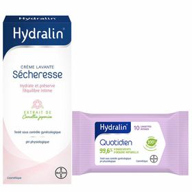 Hydralin® Sécheresse Crème Lavante Hydratante + Quotidien Lingettes Douces Biodégradables