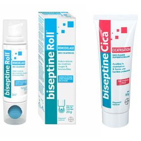 biseptineCica® Cicatrices Plaies Superficielles + biseptineRoll® Remodelage des Cicatrises