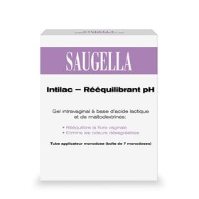 Saugella Intilac - Gel vaginal -  Rééquilibrant pH, Rééquilibre Immédiat de la Flore Vaginale et Soutien des Lactobacilles, élimine les mauvaises odeurs - Boite de 7 tubes Applicateurs - Monodoses