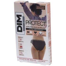 DIM Protect Culotte de règles Lavable - Slip - Coton bio - Flux Moyen - 36/38