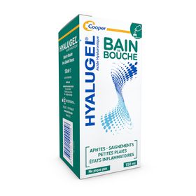 HYALUGEL - Bain de bouche - Lésions diffuses et/ou nombreuses - Aphtes - Petites plaies - Etats inflammatoires (saignement) - Acide Hyaluronique - Goût menthe-citron - Flacon - 150 mL