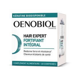 OENOBIOL HAIR EXPERT Fortifiant Intégral - Nouveau - Kératine - Redonne force et résistance pour des cheveux éclatants de santé - Complément alimentaire 60 comprimés - Programme 1 mois