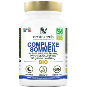 amoseeds COMPLEXE SOMMEIL BIO - PASSIFLORE, VALÉRIANE, PAVOT DE CALIFORNIE