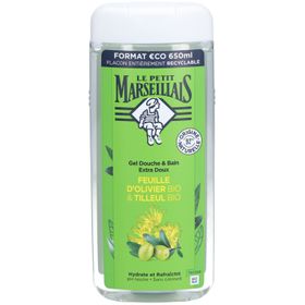 Le Petit Marseillais Gel Douche & Bain Extra Doux Feuille D’Olivier BIO & Tilleul BIO