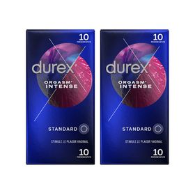 Durex Préservatifs Orgasm' Intense - 2 x 10 Préservatifs Extra Lubrifiés Stimulants et Texturés