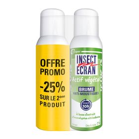 INSECT ECRAN - Brume Anti-Moustiques - Protection contre les piqûres de moustiques & tiques - Répulsifs peau - Actif d'origine végétale - Aérosol - 100 ml - Lots de 2 - Utilisation facilitée - Familles