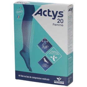 ACTYS 20 MOINS FEMME - Mi-bas médical de compression, classe 2, mollet fin. naturel, court