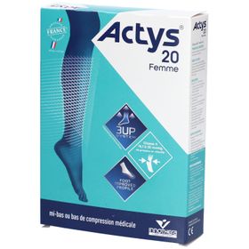 ACTYS 20 MOINS FEMME - Mi-bas médical de compression, classe 2, mollet fin. naturel, court
