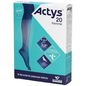 ACTYS 20 FEMME - Mi-bas médical de compression, classe 2, femme. beige rosé, court, taille
