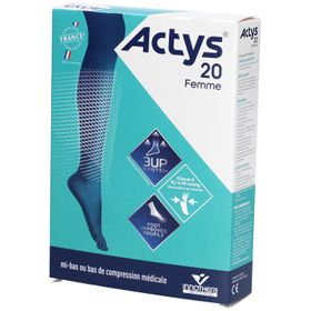ACTYS 20 PLUS FEMME - Bas cuisse médical de compression, autofix, classe 2, cuisse forte.