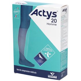 ACTYS 20 HOMME - Bas cuisse médical de compression autofix, classe 2, pour homme. noir, no