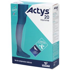 ACTYS 20 HOMME - Bas cuisse médical de compression autofix, classe 2, pour homme. noir, no