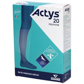 ACTYS 20 HOMME - Bas cuisse médical de compression autofix, classe 2, pour homme. noir, no