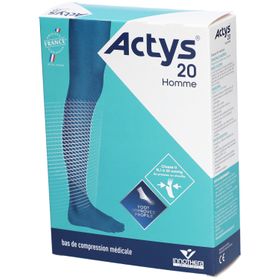 ACTYS 20 HOMME - Bas cuisse médical de compression autofix, classe 2, pour homme. noir, lo