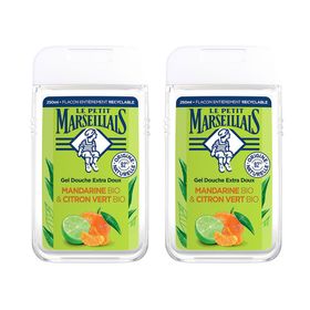 Le Petit Marseillais Gel Douche & Bain Extra Doux, Mandarine Bio & Citron Vert Bio, 2 x 250 ml