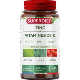 Superdiet Zinc vitamine D3, C immunité et énergie