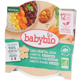 BABYBIO Chili Végétal Doux Carottes Grains de Maïs Haricots Rouges