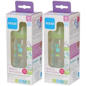 MAM Biberon anti-colique 260 ml de 0 à 6 mois motif Vert