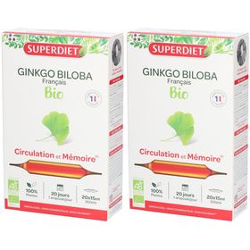 SUPERDIET Ginkgo Biloba, Ampoule, Circulation et Mémoire