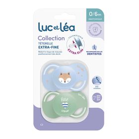 LUC ET LEA Duo de sucettes anatomiques extra-fines – Renard et Petit Cœur