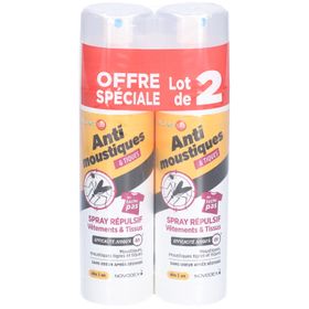 EXPERT 123 Spray répulsif anti-moustiques vêtements et tissus 2X100ml