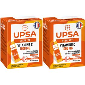 Vitamine C UPSA 1000 mg - 10 sticks - Adultes - Complément alimentaire sans sucres, goût orange - Fatigue passagère et défenses immunitaires