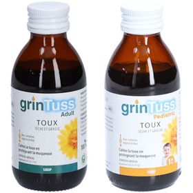 Set GRINTUSS Sirop pour la toux adulte + GRINTUSS Pediatric Sirop pour la toux 1 an et +