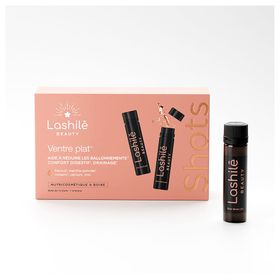 Lashilé Beauty - Shots Ventre plat -aide à réduire les ballonnements, confort digestif, drainage - Nutricosmétique à boire - Programme 14 Jours - Fenouil, menthe poivrée, romarin, calcium, zinc.