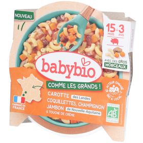 BABYBIO Coquillettes Carotte Champignon Jambon