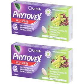 Phytovex Nez-Gorge 3 Actions UPSA, 20 comprimés - Adulte & Ado dès 15ans - Complément alimentaire Sans Gluten, ni Lactose - Gorge & Voies Respiratoires