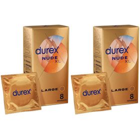 Durex Préservatifs Nude XL - 8 Préservatifs Fins et Extra Larges
