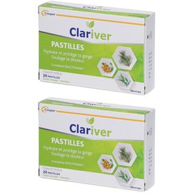 CLARIVER - Pastilles - Hydrate et protège la gorge - Soulage la douleur  - Goût orange et menthe - 20 pastilles
