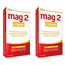 MAG 2 - Crampes - Complément alimentaire à base de magnésium marin, calcium, fer, potassium, cuivre - Crampes, fatigue musculaire - Programme 15 jours - 30 comprimés