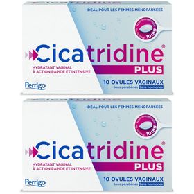 Cicatridine 10 Ovules Vaginaux PLUS à l’Acide Hyaluronique, Cicatrisation de la Zone Intime, Ménopause