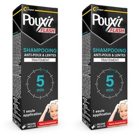 POUXIT - Flash - Shampooing anti-poux et lentes - Agit en 1 application de 5 minutes seulement1 - Traitement du cuir chevelu - 100 ml