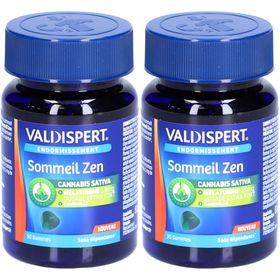 VALDISPERT - Endormissement -  Gommes Sommeil Zen - Complément alimentaire à la Mélatonine 1,9mg, Cannabis Sativa, Camomille - Goût citron et citron vert - Sans accoutumance - 30 Gommes