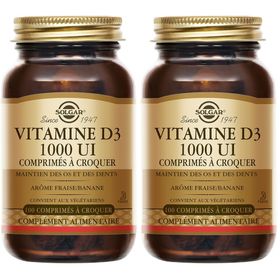 SOLGAR Vitamine D3 1000 UI à croquer - Fraise/Banane - Défenses immunitaires