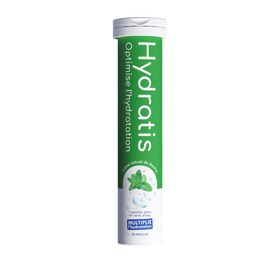 HYDRATIS - Pastilles Hydratation Electrolytes - Menthe - Améliore l'Hydratation et Favorise l'Énergie - Formule Isotonique - Sport, Récupération, Bien-être - 1 tube (20 Pastilles)