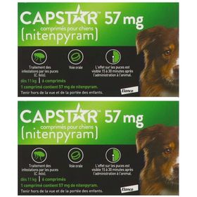 Capstar 57 mg, Comprimé antiparasitaire externe pour chien, bt 6