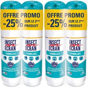 INSECT ECRAN -FAMILLES - Anti-moustiques - Spray répulsif peau - Protection contre les piqûres de moustiques - Familles - 100 ml Lot de 2 -25%