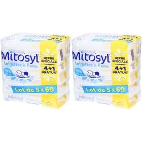 Mitosyl Lingettes à l'eau, Offre spéciale 4 + 1 gratuit - Lot de 5x60