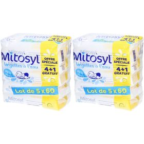 Mitosyl Lingettes à l'eau, Offre spéciale 4 + 1 gratuit - Lot de 5x60