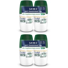 ETIAXIL - Déodorant Anti-transpirant Végétal - Transpiration Modérée - Certifié BIO - Aisselles - 48h - Parfum Thé vert - Roll On - 50 ml - Lot de 2