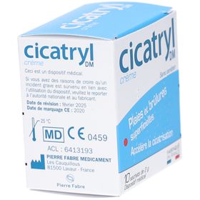 CICATRYL DM crème 10x2g, plaies et écorchures superficielles, accélère la cicatrisation, sans paraben. Dès 2 ans. Dispositif médical.