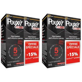 POUXIT - Flash - Lotion spray - Traitement anti-poux et lentes - Agit en 1 application de 5 minutes seulement - Traitement du cuir chevelu - Lot de 2x150 ml -15% sur le second flacon